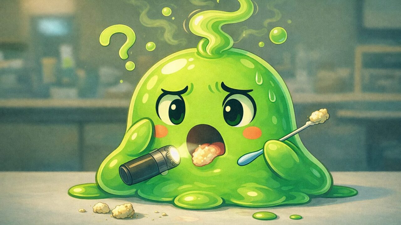 臭い玉ケアをするスメル君